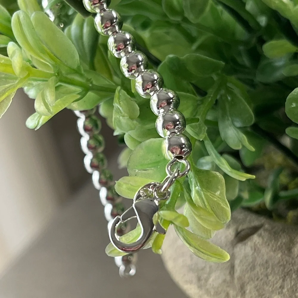 Sterling Silver 925~6MM Beaded Highly Polished~ 8inch Bracelet 🍃🆕🍃